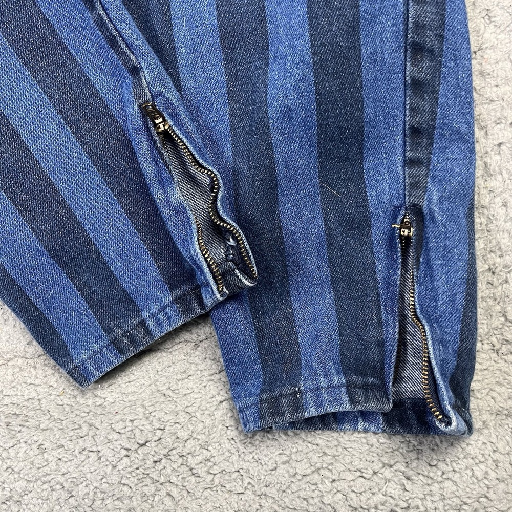 VTG Zena Jeans Women Sz 8 Blue Striped HighRise Taper Grunge 90s Bareback - Picture 5 of 14